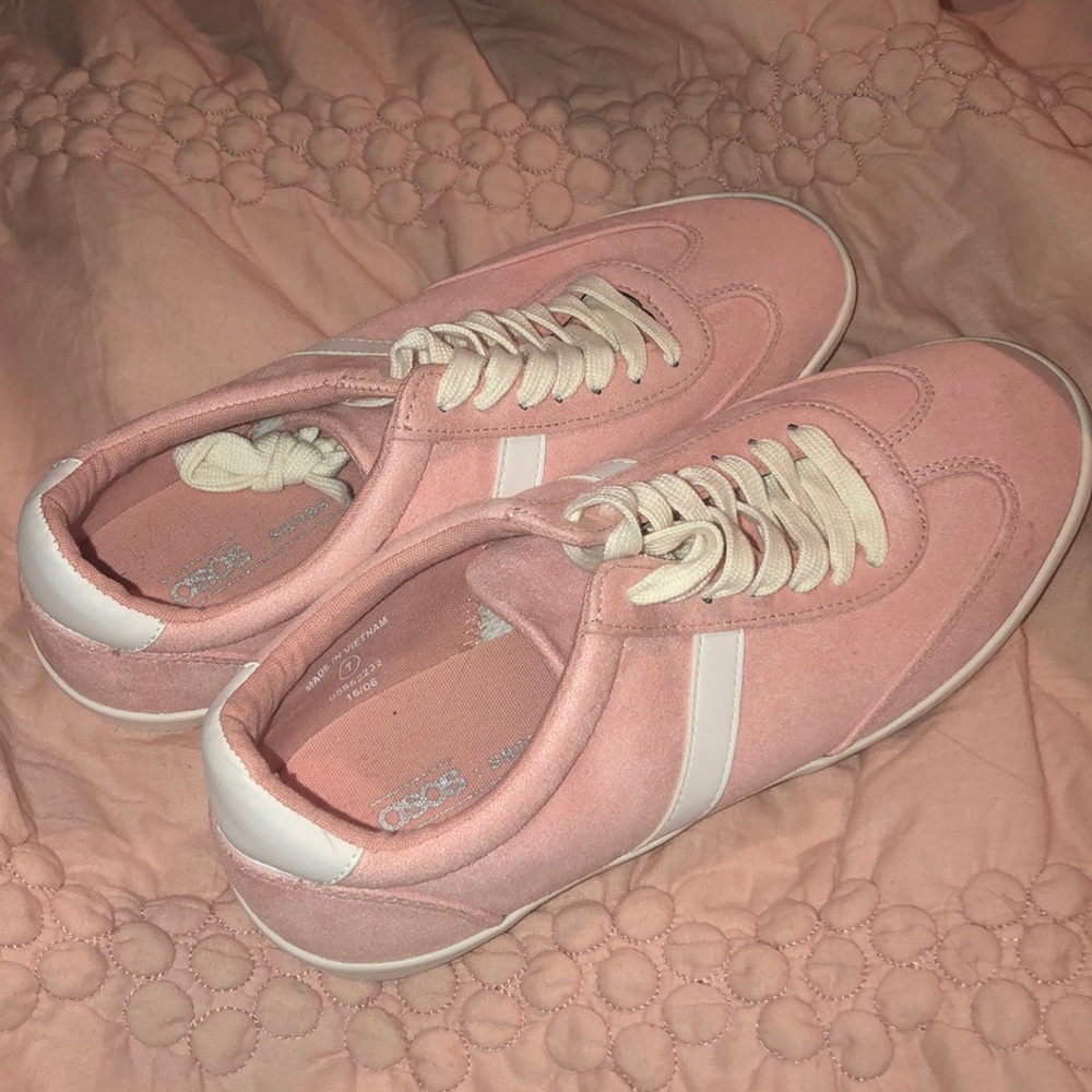 ASOS light pink adidas-type lifestyle sneakers